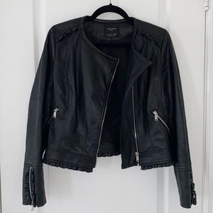 Zara Cropped & Ruffled Leather Jacket